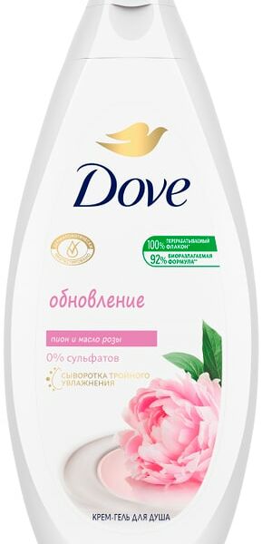 Крем-гель для душа Дав Пион и сливочная ваниль 250мл