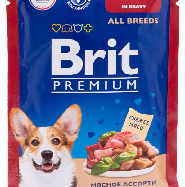 Влажный корм для собак Brit мясное ассорти в соусе 85 г