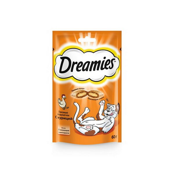 Лакомство Dreamies™ для взрослых кошек с курицей 60гр