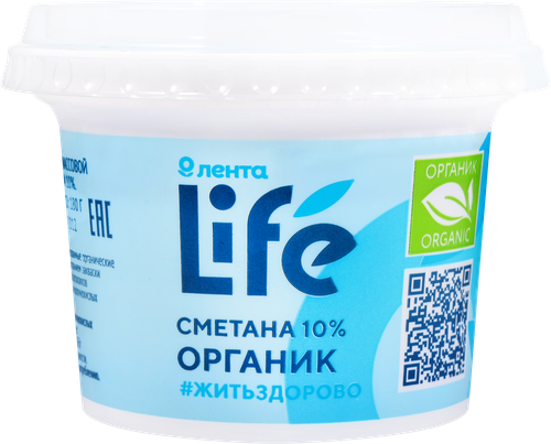 

Сметана Лента Life 10% 180 г