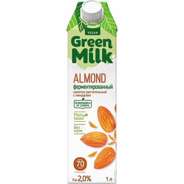 Напиток ячменно-нутовый Green Milk Миндаль 2% 1 л