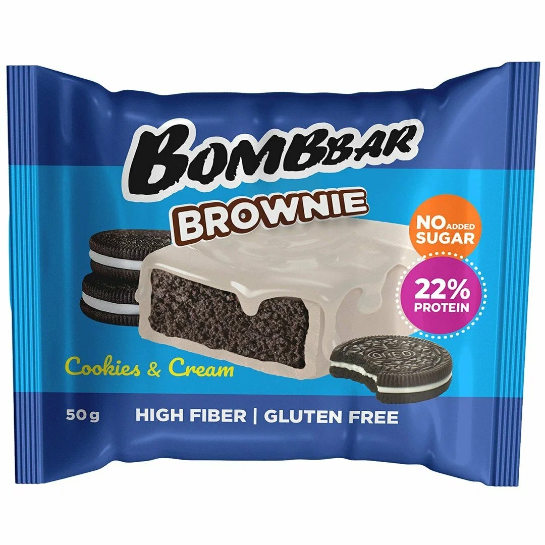 

Печенье протеиновое BombBar Brownie глазированное Брауни печенье-крем 50 г
