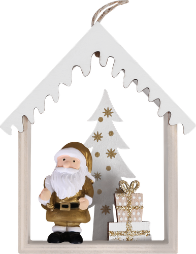 

Украшение елочное Homeclub Новогодние персонажи в домике 11 см дерево Арт. 22SF215303132 дизайн в ассортименте