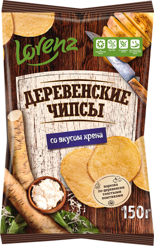 

Чипсы картофельные Lorenz Деревенские чипсы со вкусом хрена 150 г
