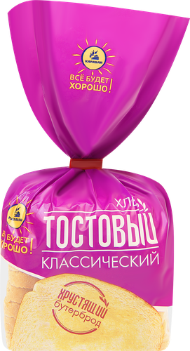 

Хлеб Каравай Тостовый Классический формовой нарезанная часть изделия 340 г