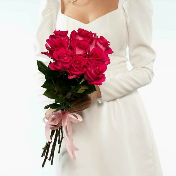 Букет из 9 розовых роз 50 см