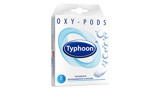 Отбеливатель-пятновыводитель Typhoon Oxy-Pods, 8 шт.