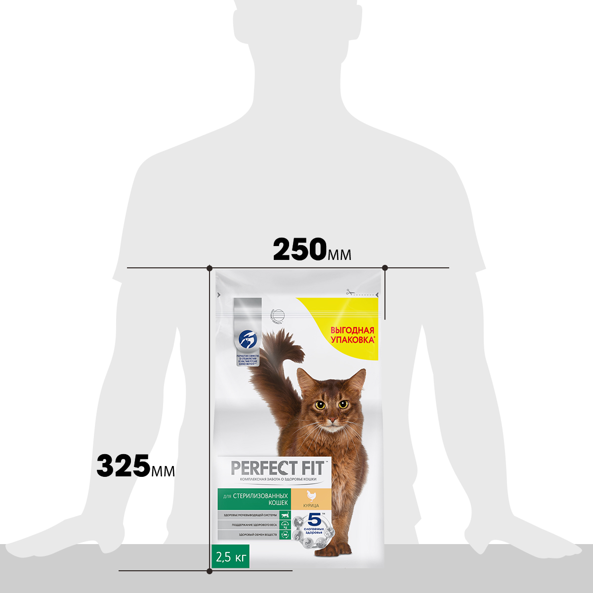 

Сухой полнорационный корм Perfect Fit для стерилизованных кошек, с курицей 2.5 кг