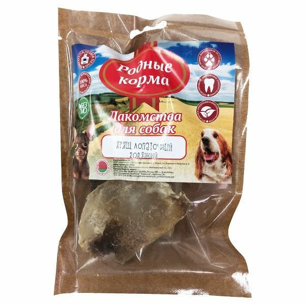 Лакомство для собак Родные корма Хрящ лопаточный говяжий сушеный в печи 35г для мелких пород 