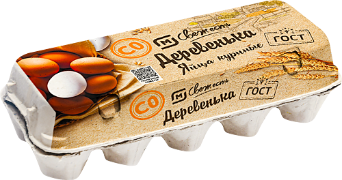 Яйца куриные Магнит Свежесть Деревенька С0 10 шт 600 г