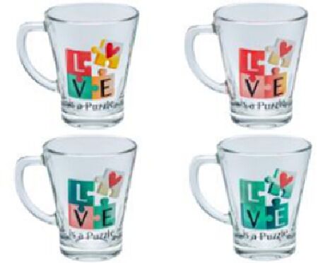 Кружка стеклянная аура. любовь как пазл 300мл/10,5см арт 21с2222 ДЗ Love Puzzle,код 050406