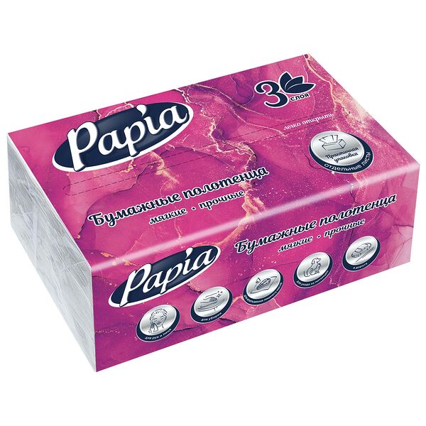Полотенца бумажные Papia V-Fold 3 слоя 100 листов