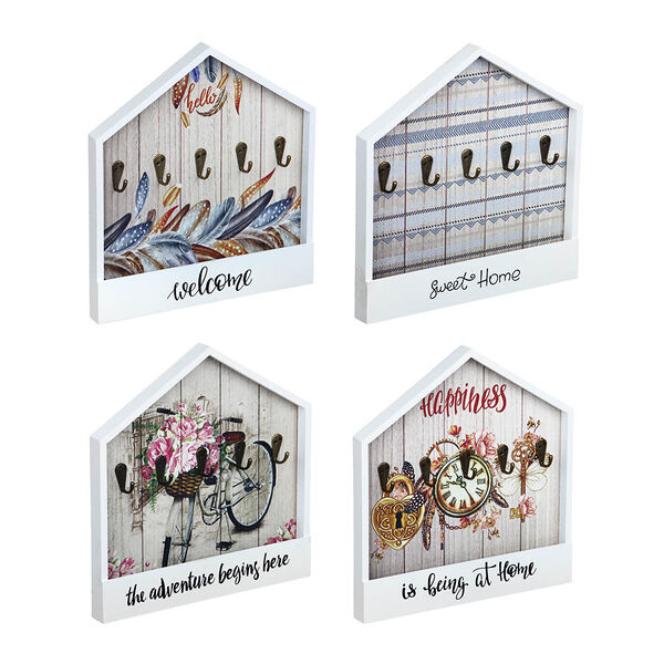 Ключница открытого типа на 5 крючков 29.5х27х2.5 см в ассортименте