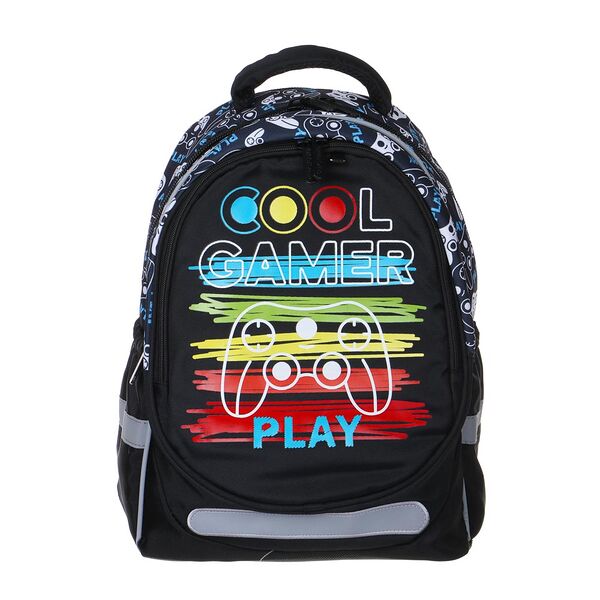 Кул геймер рюкзак школьный полужесткий 37х28х14см, 3 отд., 2 карм., жесткое дно, эргон.спинка, пэ