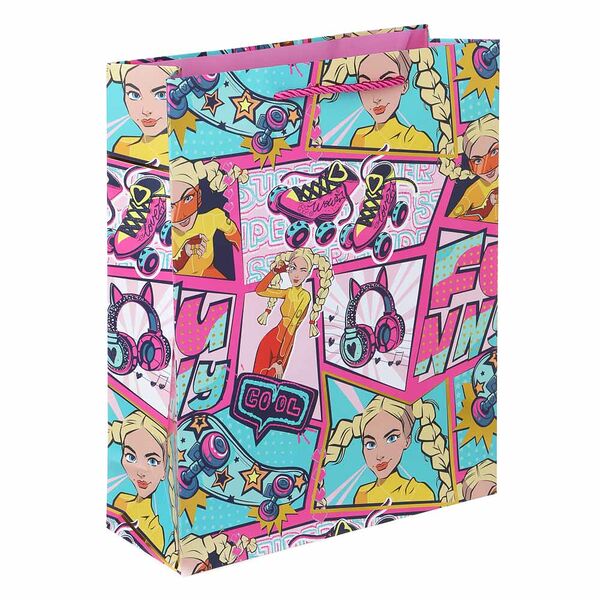 By пакет подарочный, высококачеств.бумага, тиснение фольгой, 26х32х10см, заря 2