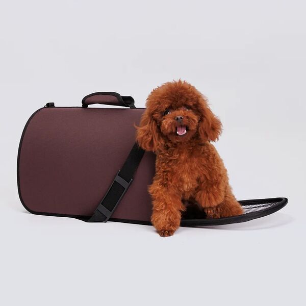 Сумка-переноска Rurri для кошек и собак мелких пород Хард L 46х27х28 см коричневая