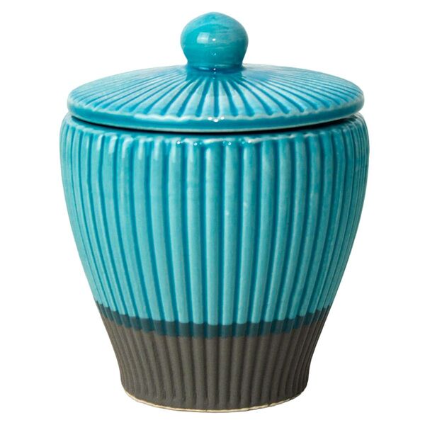 Емкость для ватных дисков Sibo Плиссе, керамика, голубой