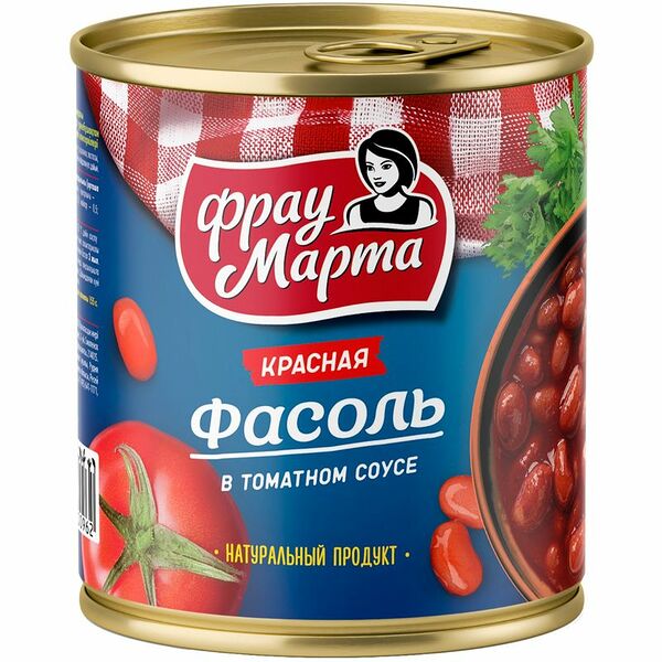 Фасоль Фрау Марта красная в томатном соусе 310 г