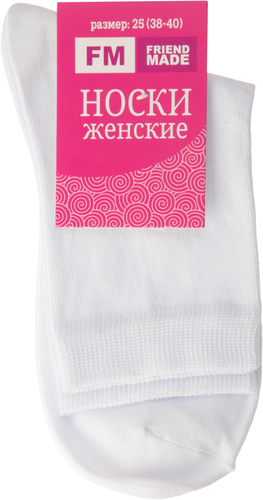 

Носки женские FM FRIEND MADE дс высокие однотон белые р.23,25