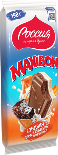 

Шоколад Россия - Щедрая душа! Maxibon сэндвич карамель и мороженое 198 г