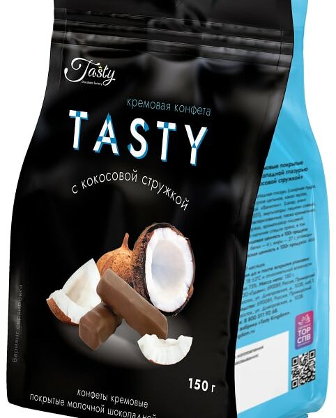 Конфеты Tasty кремовые с кокосовой стружкой 150г