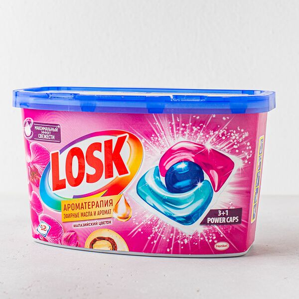 Капсулы для стирки Losk Ароматерапия Малазийский цветок для белого и цветного белья, 12 капсул
