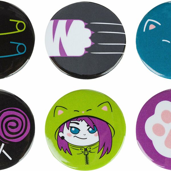 Набор значков  Аниме Чиби  38 мм 6 шт