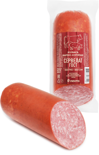 

Колбаса копчено-вареная Лента Сервелат ГОСТ 500 г