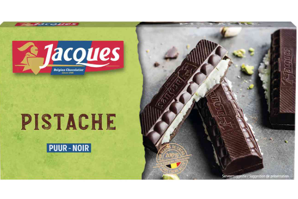  Шоколад тёмный Jacques с фисташковой начинкой, 200 г