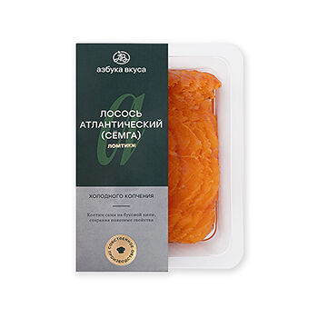 Лосось Азбука вкуса (семга) холодного копчения ломтики «Собственное производство» 200г, Россия