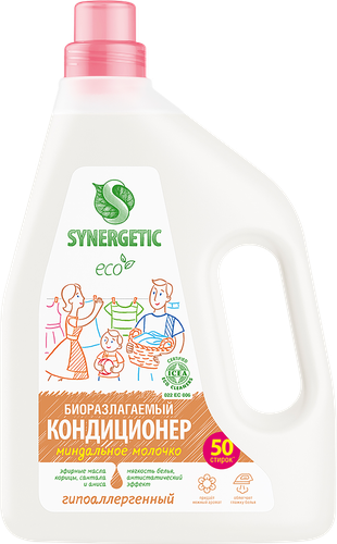 

Кондиционер-ополаскиватель для белья Synergetic Миндальное молочко 1.5 л