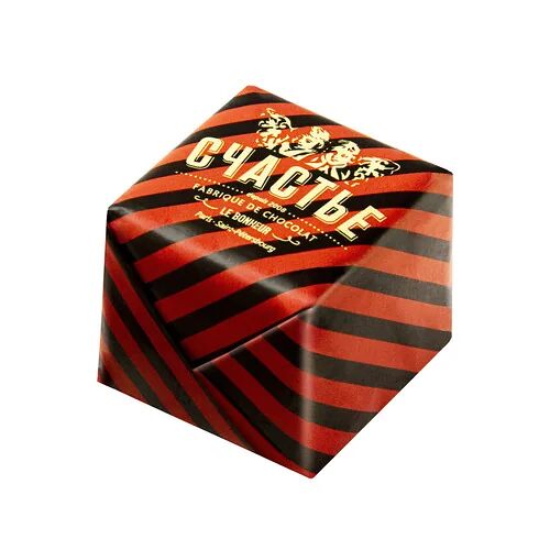 Конфета Счастье пралине в горьком шоколаде с грильяжем и миндальным печеньем