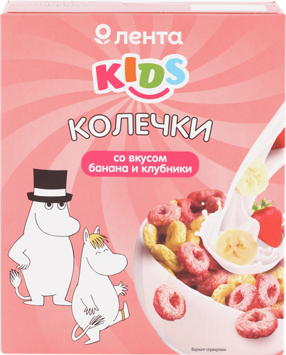 

Колечки ЛЕНТА KIDS Муми Тролли, со вкусом банана и клубники