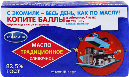 

Масло сливочное Экомилк Традиционное 82.5% 180 г