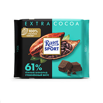 Шоколад тёмный Ritter Sport Extra Cocoa из Никарагуа 61 % какао
