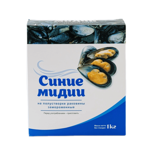 Мидии Шифудо синие на полустворках раковин 1000 г