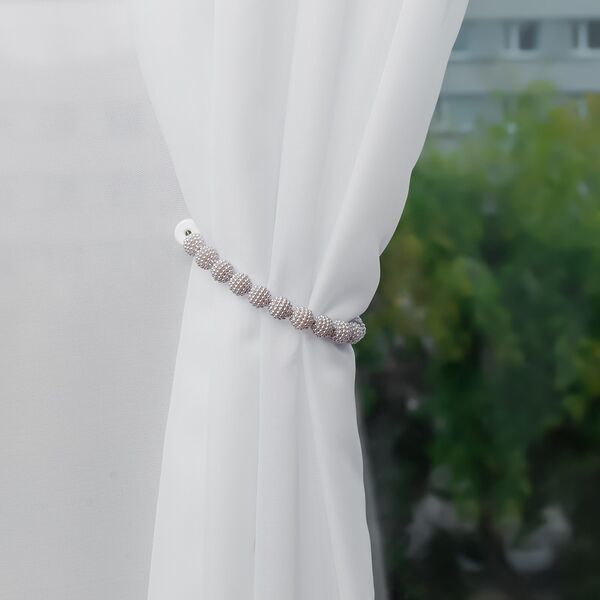 Подхват для штор магнитный Арт Узор Бусы из бисера, 30 см, серый