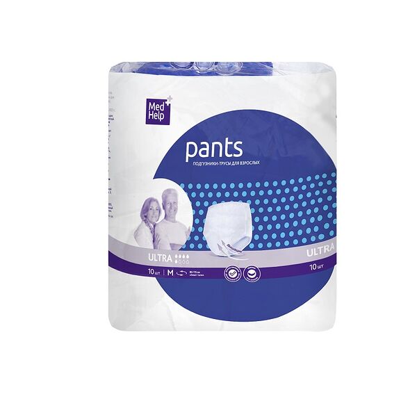 Подгузники-трусы MedHelp Ultra для взрослых размер M 10 шт