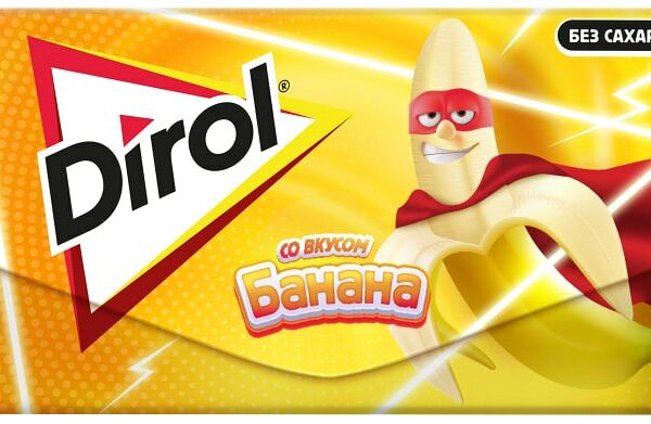 Жевательная резинка Dirol без сахара со вкусом банана 13.5г