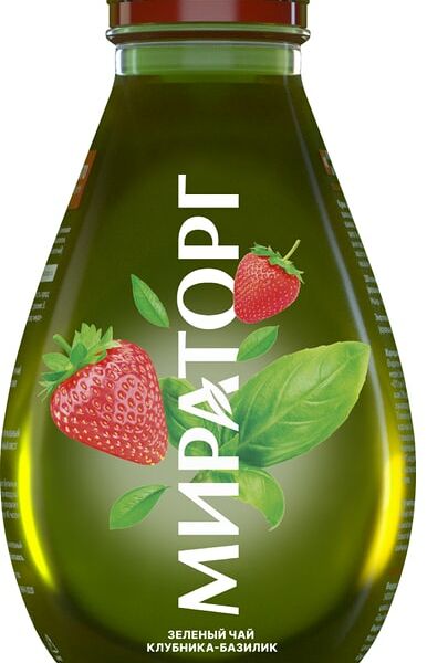 Чай холодный Мираторг зеленый со вкусом клубника-базилик 380г