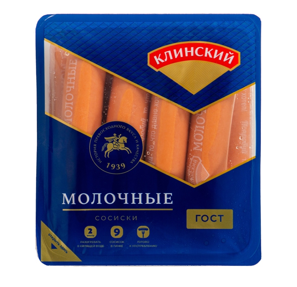 

Сосиски Молочные Клинский мясокомбинат 530 г, Россия