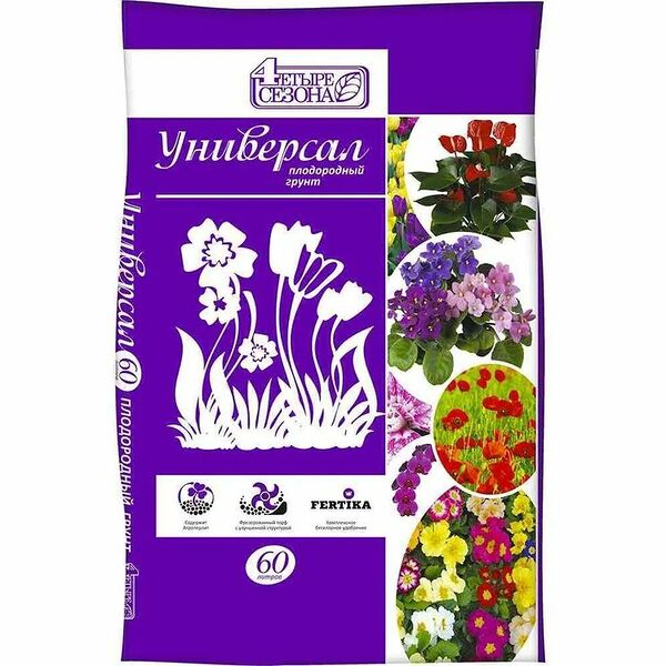 Грунт плодородный Четыре сезона Универсал, 60 л