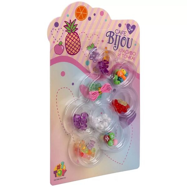 Набор бусин 1TOY Caf Bijou Фрукты, блистер 12x19см, в ассортименте