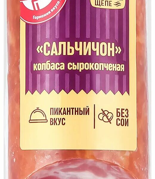 Колбаса АШАН Красная птица Сальчичон сырокопченая, 300г