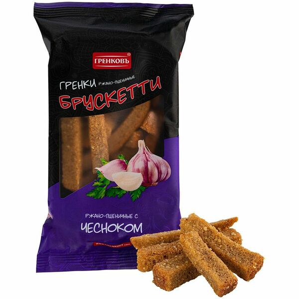 Гренки Гренковъ ржано-пшеничные с чесноком, 100г