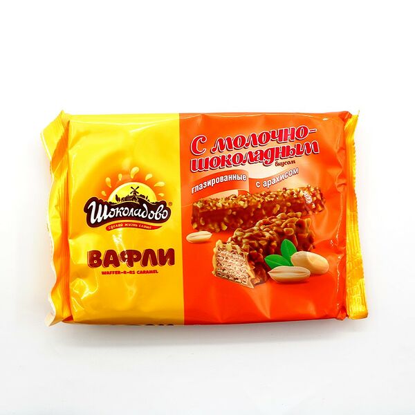 Вафли Waffer-r-rs Caramel с мол-шок вкус глаз с арахис 200г
