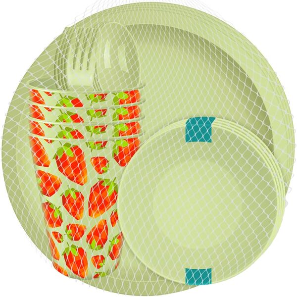 Набор для пикника IdiLand с декором салатовый 20 предметов на 4 персоны