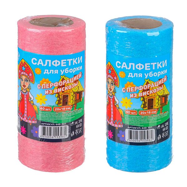 Салфетки универсальные 40 шт.в рулоне, 20x18 см., вискоза, герои