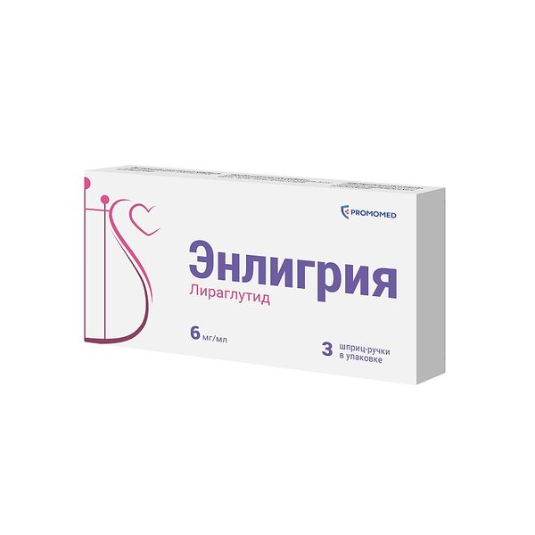 Энлигрия раствор для п/к введения 6 мг/мл шприц-ручка 3 мл 3 шт