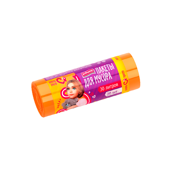 Пакеты для мусора повышенной прочности Avikomp Помочь Просто Желтые 30 л 9 мкм 20 шт